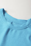 Light Blue Bubble Sleeve Solid Color Elegant T-Shirt