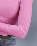 Long Sleeve U Neck Skinny Ribbed Top