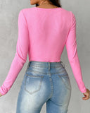 Long Sleeve U Neck Skinny Ribbed Top