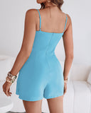 Bandeau Spaghetti Strap Ruched Jumpsuit Casual Slim Fit Romper