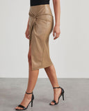 Twisted Slit PU Leather Asymmetrical Skirt