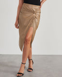 Twisted Slit PU Leather Asymmetrical Skirt