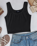 Scoop Neck Sleeveless Ribbed Tank Top Cami Tee Shirts