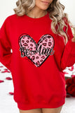 Red Be mine Leopard Heart Printed Valentines Sweatshirt