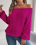 Off Shoulder Lantern Sleeve Knit Sweater