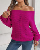 Off Shoulder Lantern Sleeve Knit Sweater