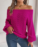 Off Shoulder Lantern Sleeve Knit Sweater