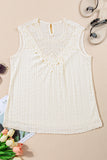 Apricot Guipure Lace Crochet Keyhole Back Tank Top