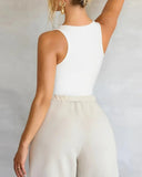 V Neck Sleeveless Knit Tank Casual High Strechy Slim Fit Top