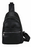 Black Multi Compartment PU Leather Crossbody Bag