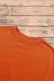 Orange Plain Drop Shoulder Crewneck Pullover Sweatshirt