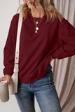 Burgundy Solid Fleece Lined Drop Shoulder Terry Sweatshirt