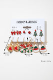 Racing Red 6 Pairs/Set Christmas Tree Wreath Bell Bow Knot Earring Set