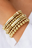 Gold Layered Plated Alloy Beaded Elastic Bracelet Set