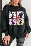 Black Floral Bunny Plaid Bow Graphic Easter Fashion Sweatshirt