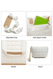 White Quilted Patchwork Large Tote Bag and Clutch 2pcs Set