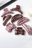 Pink Leopard Print Bow Knot Shape Hair Claw Clip