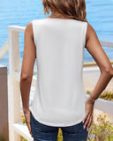 V Neck Sleeveless Ruched Tank Casual Slim Fit Top