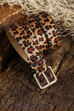 Camel Western Leopard Print PU Leather Wide Waist Belt