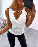 Hollow Heart Chain Decor Tank Top