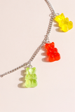 Silvery Gummy Bear Charm Adjustable Chain Necklace