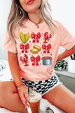 Pink Summer Food Bow Crawfish Printed T Shirt