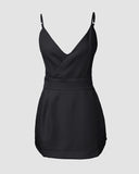 Plunge Sleeveless Ruched Pocket Design Romper