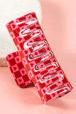 Racing Red Heart Checkered Print Cut Out Hair Claw Clip