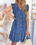 Flutter Sleeve Ruffle Hem Casual Dress