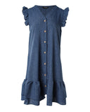 Flutter Sleeve Ruffle Hem Casual Dress