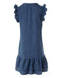 Flutter Sleeve Ruffle Hem Casual Dress