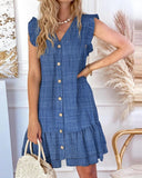 Flutter Sleeve Ruffle Hem Casual Dress