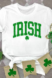 White IRISH Clover Glitter Printed St Patricks T Shirt