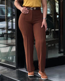 High Waist Straight Leg Work Pants Business Casual Trousers