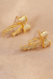 Gold Rhinestone Bow Knot Plated Stud Earrings