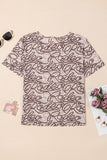 Brown Rodeo Print Round Neck Slim Fit Mesh T Shirt