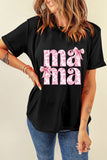 Black Floral Bow Mama Graphic Crewneck Tee