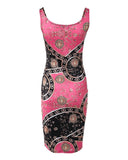 Denim Look Print Sleeveless U Neck Bodycon Dress