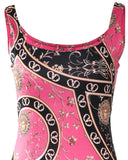 Denim Look Print Sleeveless U Neck Bodycon Dress