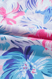 Sky Blue Floral Printed Sleeveless O Neck Knot Waist Maxi Dress