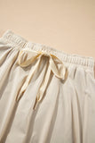 Beige Drawstring High Waist Lined Tennis Skorts