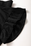 Black Zipper Flutter Sleeve Drawstring High Waist Jumpsuit