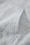 Light Grey Fleece Lined Kangaroo Pocket Drawstring Chunky Hoodie