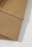 Brown Solid O Neck High Low Hem Pullover Sweatshirt