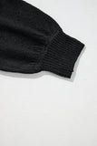 Black Eyelet Pattern Detail V Neck Drop Shoulder Sweater