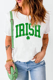 White IRISH Clover Glitter Printed St Patricks T Shirt