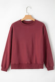 Burgundy Solid Fleece Lined Drop Shoulder Terry Sweatshirt
