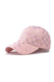 Light Pink Checkered Print Adjustable Baseball Cap