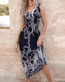 Tribal Print Butterfly Lace Maxi Dress