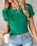 Frill Hem Round Neck Top